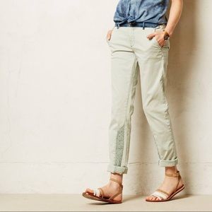 Anthropologie Pilcro Hyphen Lace Mint Chinos